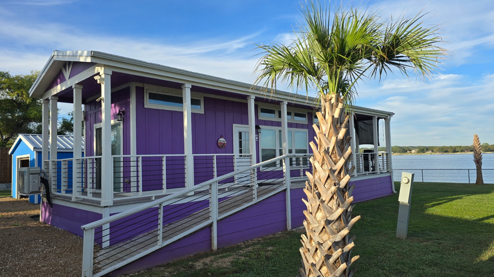 The Purple House tiny home vacation rental on Eagle Mountain Lake